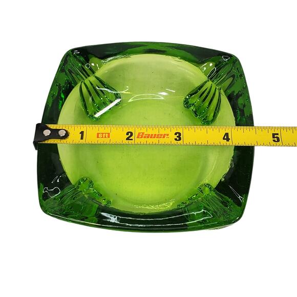 Vtg Anchor Hocking Emerald Green Glass Small Square Ashtray Retro MCM - Picture 5 of 7